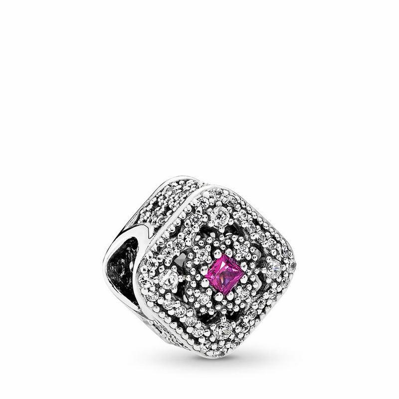 Pandora Fairytale Treasure Charm Europe - Sterling Silver/Pink/Mixed Stones/Cubic Zirconia - 684379